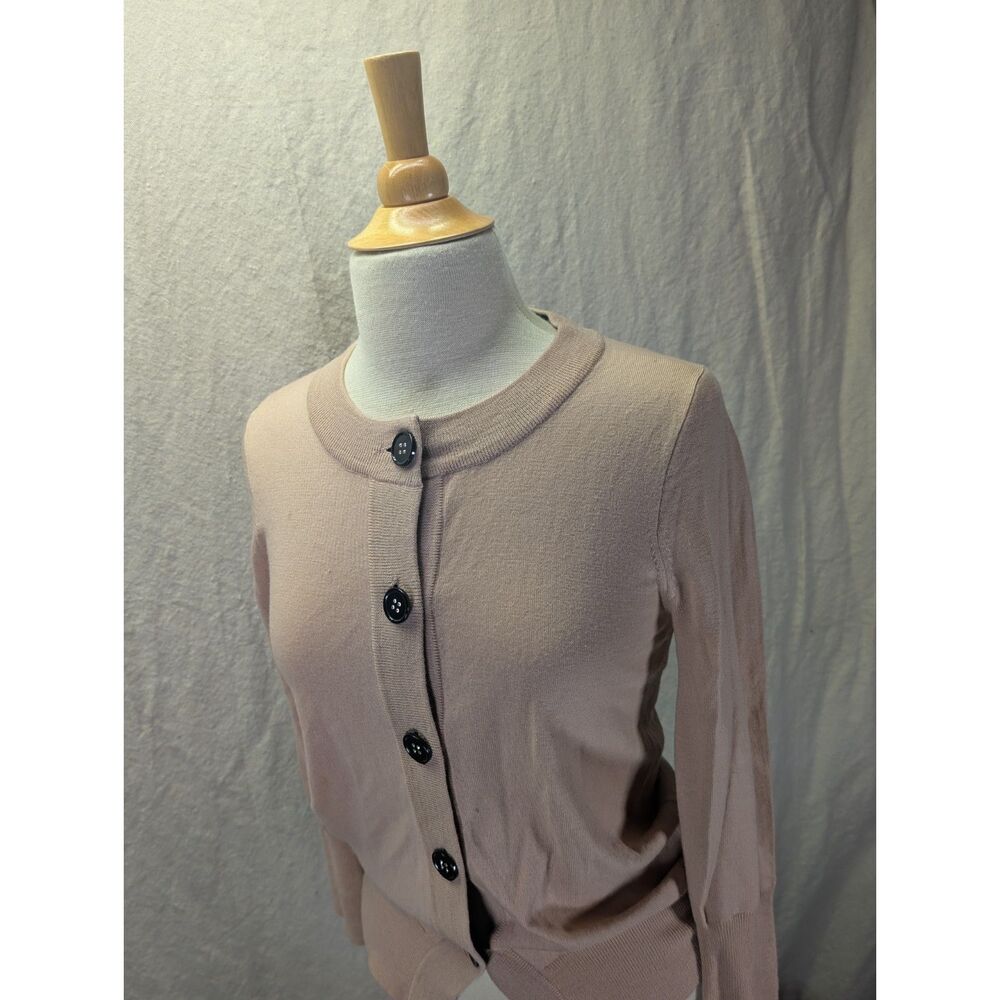 NWOT J.Crew 100% merino wool LS jeweled button-up cardigan mauve Size Medium - Picture 3 of 10